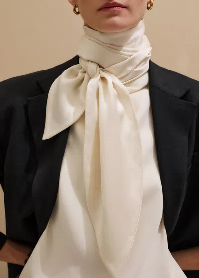 Me+em Silk Satin Evening Scarf Light Cream In White