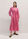 Me+em Silk Statement Midi Dress + Tie In Super Pink