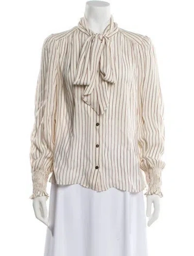 Pre-owned Me+em Silk Striped Blouse In Neutral