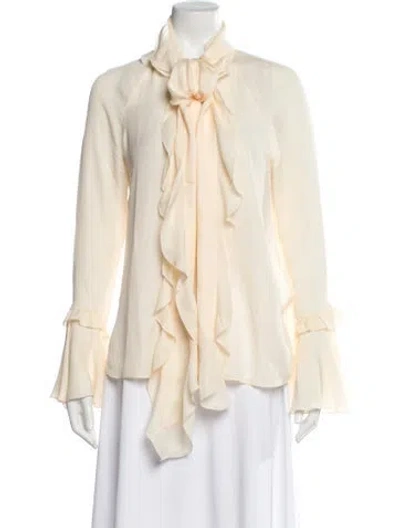 Pre-owned Me+em Silk Tie Neck Blouse In Neutral