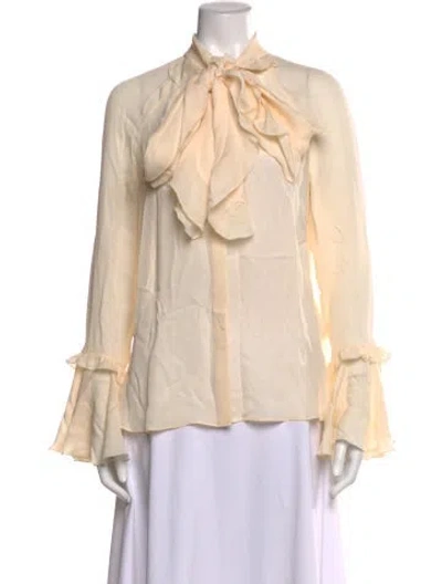 Pre-owned Me+em Silk Tie Neck Blouse In Neutral