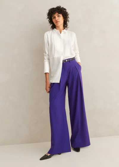 Me+em Silk Tux Shirt In Soft White