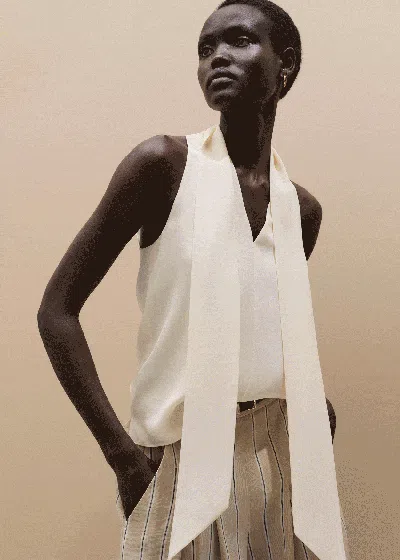 Me+em Silk V-neck Camisole Top + Tie Light Cream In Sand