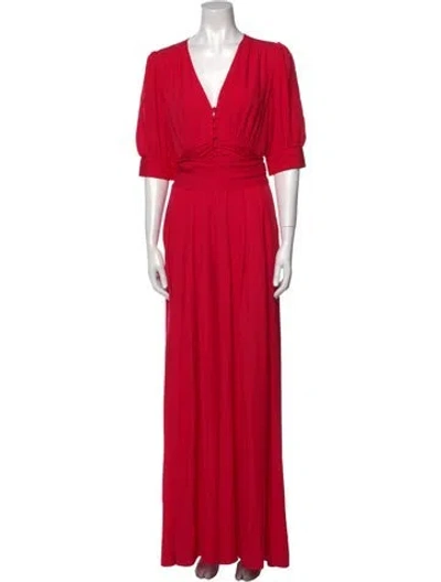 Pre-owned Me+em Silk V-neck Jumpsuit In Red