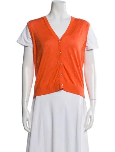 Pre-owned Me+em Silk V-neck Sweater In Orange