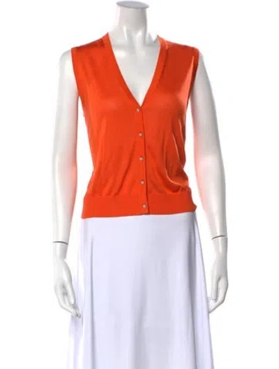 Pre-owned Me+em Silk V-neck Top In Orange