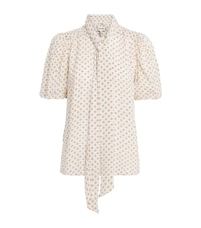 Me+em Silk-cotton Printed Blouse In Beige