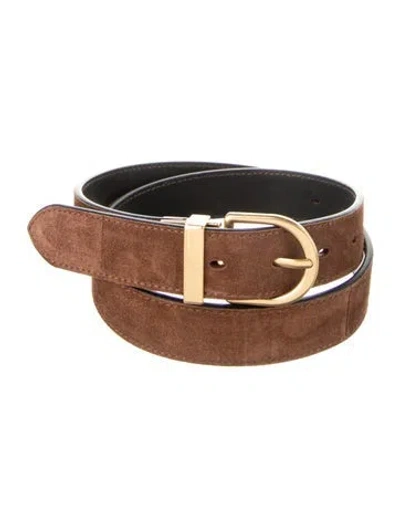 Pre-owned Me+em Skinny Suede Belt In Brown