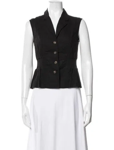 Pre-owned Me+em Sleeveless Button-up Top In Black