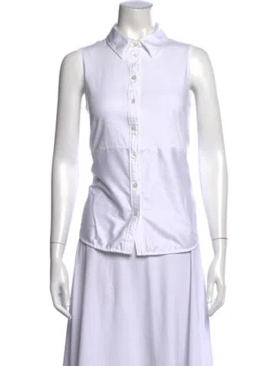 Pre-owned Me+em Sleeveless Button-up Top In White