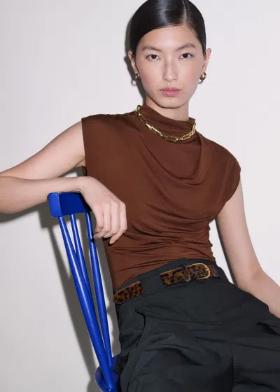Me+em Sleeveless Drape Top Pecan Brown
