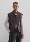 Me+em Sleeveless Luxe Leather Biker Jacket In Intense Red