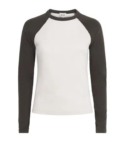 Me+em Slim Baseball Top In Ivory
