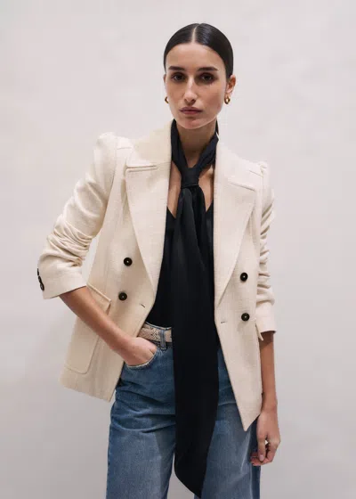 Me+em Slim Feminine Military Jacket Ivory In Neutral