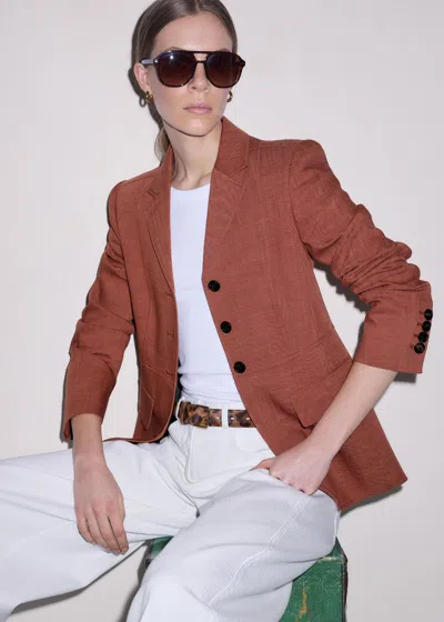 Me+em Slim Fit Contour Blazer Rosewood Pink In Brown