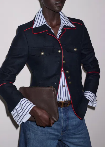 Me+em Slim Fit Piped Utility Jacket Navy