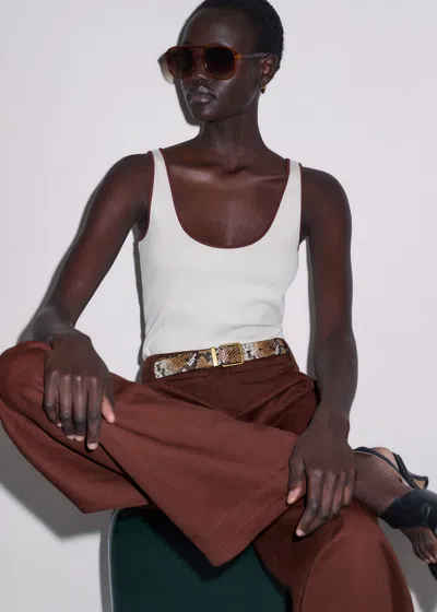 Me+em Slim Ringer Vest Light Cream-cinnamon Brown