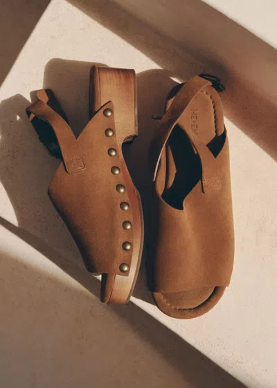 Me+em Slingback Wood Clog Tobacco In Brown