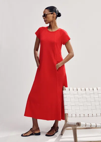 Me+em Slub Jersey Midi Swing Dress In Tulip Red | ModeSens