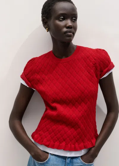 Me+em Smocked Knit Slim Tee Ruby Red