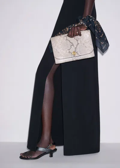 Me+em Snake Embossed Envelope Clutch Grey-off White-black In Blue