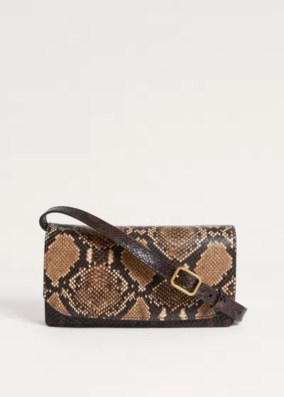 Me+em Snake Embossed Small Clutch+crossbody Bag Tan Multi