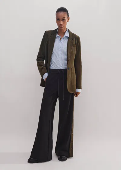 Me+em Snap Detail Ponte Track Pant In Black/deep Autumn Olive