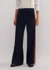 Me+em Snap Detail Ponte Track Pant In Navy/deep Winter Orange