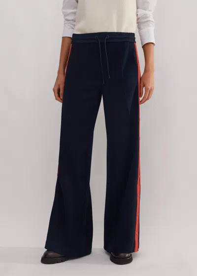 Me+em Snap Detail Ponte Track Pant In Navy/deep Winter Orange