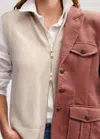 Me+em Soft Wool Two-way Zip Sweater Vest In Oatmeal