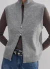 Me+em Soft Wool Two-way Zip Sweater Vest In Silver Grey Mélange