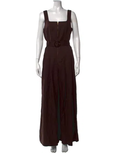 Pre-owned Me+em Square Neckline Jumpsuit In Brown