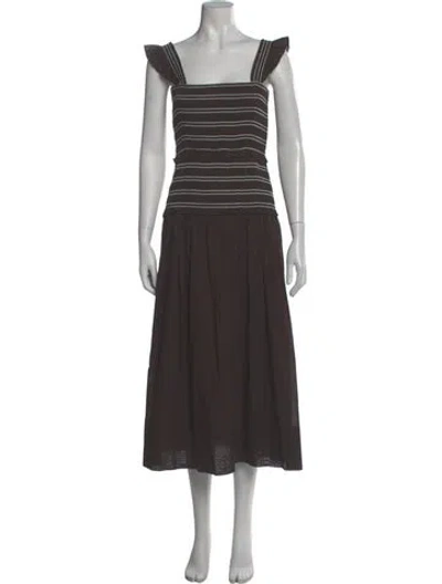 Pre-owned Me+em Square Neckline Long Dress In Brown