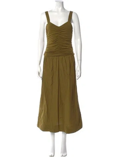 Pre-owned Me+em Square Neckline Long Dress In Green