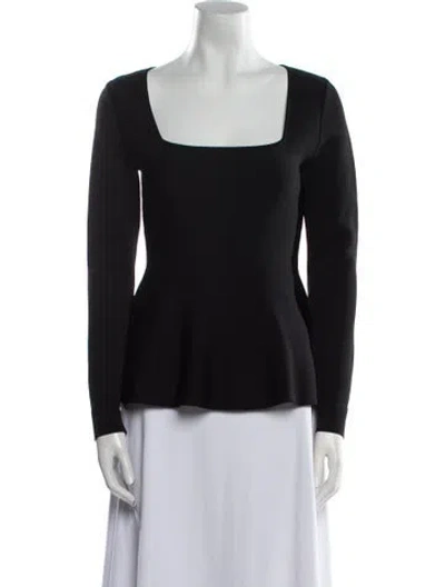 Pre-owned Me+em Square Neckline Long Sleeve Top In Black