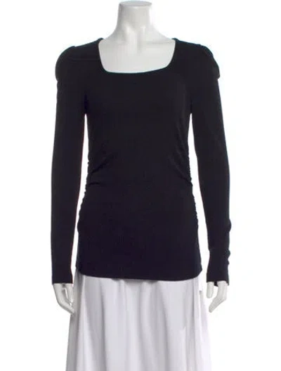 Pre-owned Me+em Square Neckline Long Sleeve Top In Black