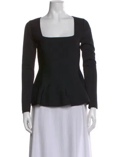 Pre-owned Me+em Square Neckline Long Sleeve Top In Black