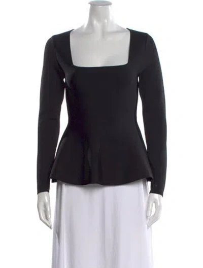 Pre-owned Me+em Square Neckline Long Sleeve Top In Black
