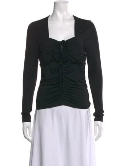 Pre-owned Me+em Square Neckline Long Sleeve Top In Black