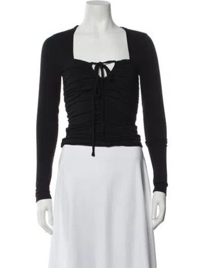 Pre-owned Me+em Square Neckline Long Sleeve Top In Black