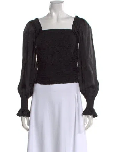 Pre-owned Me+em Square Neckline Long Sleeve Top W/ Tags In Black