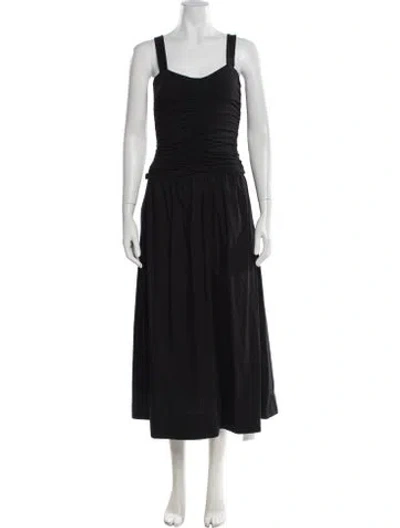 Pre-owned Me+em Square Neckline Midi Length Dress In Black