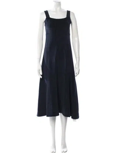 Pre-owned Me+em Square Neckline Midi Length Dress In Blue