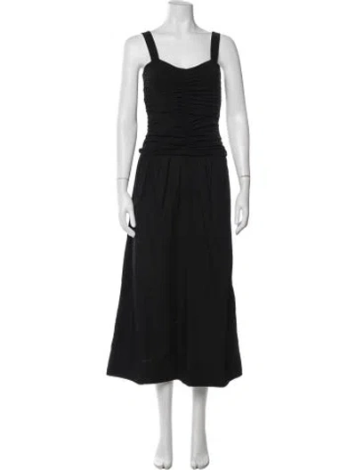 Pre-owned Me+em Square Neckline Midi Length Dress In Blue