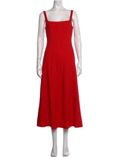 Pre-owned Me+em Square Neckline Midi Length Dress In Red