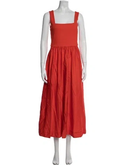 Pre-owned Me+em Square Neckline Midi Length Dress In Red