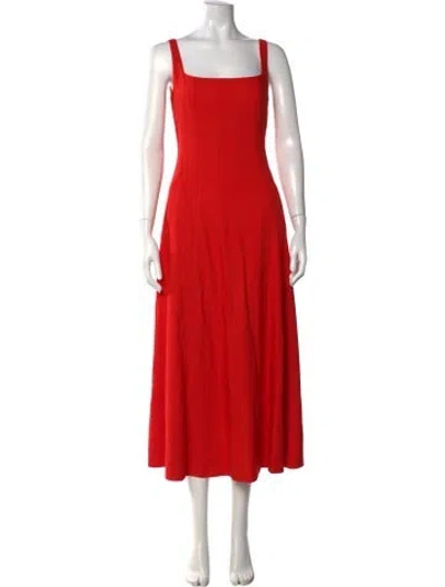 Pre-owned Me+em Square Neckline Midi Length Dress In Red