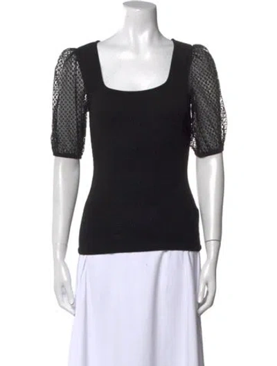 Pre-owned Me+em Square Neckline Short Sleeve Top In Black