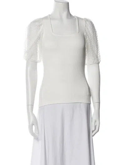 Pre-owned Me+em Square Neckline Short Sleeve Top In White