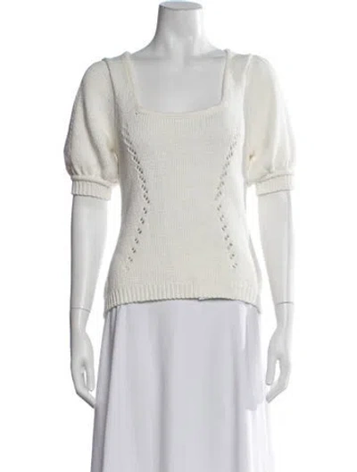 Pre-owned Me+em Square Neckline Sweater In White